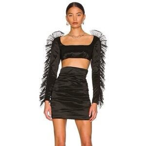 Revolve NBD Chantal Crop Ruffle LS Top SZ M NWT